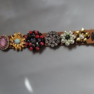 Plunder Design Leather Adjustable Snap Bracelet with Multicolor Accents